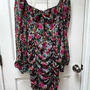 Buddy Love Floral V-Neck Dress in Magenta, Green & Yellow